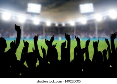 Football Fans Cheering In The Soccer Stadium