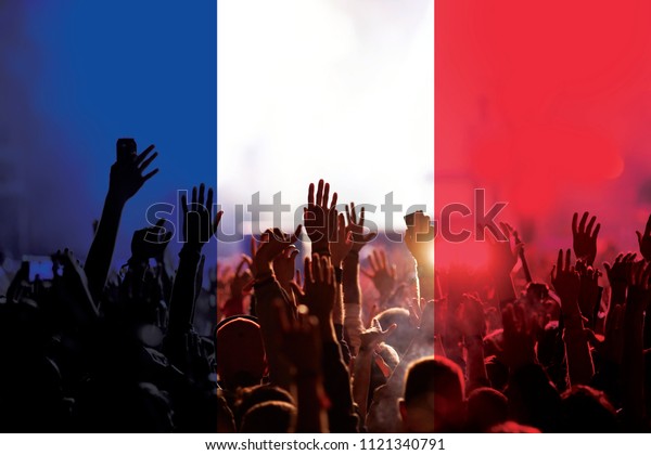 Football Fans Supporting France Crowd Stadium Stock Photo 1121340791 ...