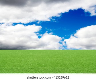 football field blue sky with clouds - Shutterstock ID 413259652