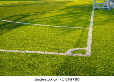 Football Field Grass With Chalk Line, Sport Background