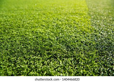 Football Field Grass With Chalk Line, Sport Background