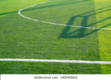 Football Field Grass With Chalk Line, Sport Background