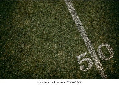 Football Field Ground Fifty Yard Line. Friday Night Lights.