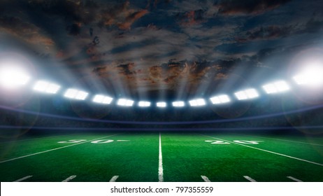 Football Field Illuminated By Stadium Lights Stock Photo 797355559 ...