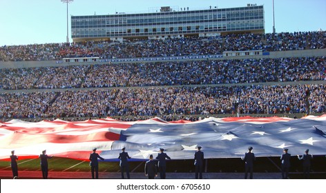 Football Field Sized American Flag At The Air Force Academy In Colorado Springs, CO