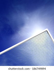 Football Goal Posts And Blue Sky.