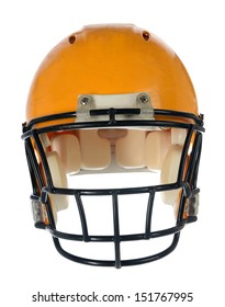 Football Helmet In Front View Isolated Over White Background - With Clipping Path