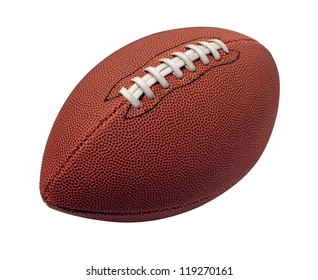 Football Isolated On A White Background As A Professional Sport Ball For Traditional American And Canadian Game Play On A White Background.