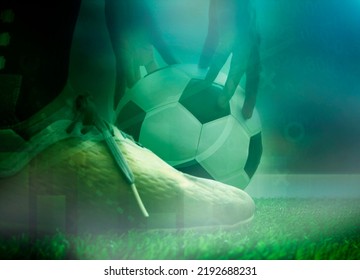 Football Kick Off, Live Score And Soccer Online Betting Concept 