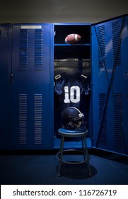 Football Locker in an empty locker room