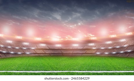 Football manager with soccer field and bright spotlights.  - Powered by Shutterstock