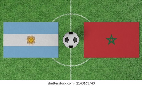 Football Match Argentina Vs Morocco Flags Stock Photo 2143163743 ...