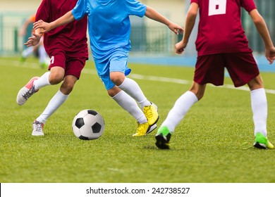 Football match for children. Training and football soccer game tournament