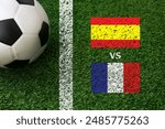 Football match Spain vs France; European football tournament competition