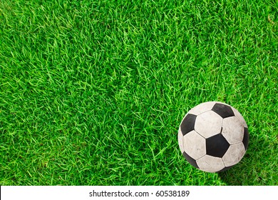 football on fresh spring green grass