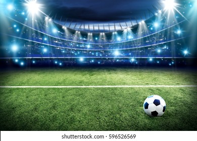 Football Pitch And Blue Lights 