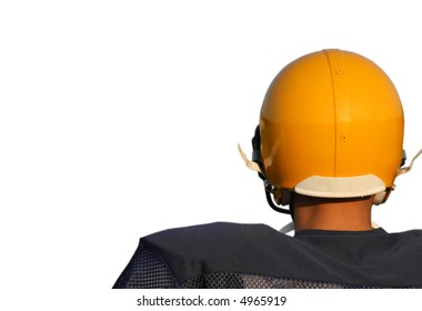 Football Player in Helmet Isolated on White - Powered by Shutterstock