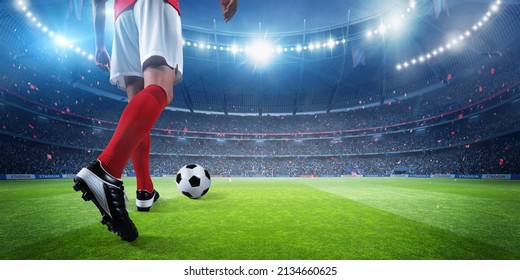 Football player and stadium spot light, 3d rendering - Powered by Shutterstock