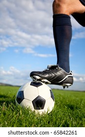 Football Or Soccer Ball At The Kickoff Of A Game - Outdoors