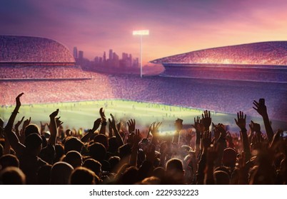 football or soccer fans at a game in a stadium - Powered by Shutterstock