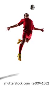 Football Soccer Player In Action  Isolated On White Background