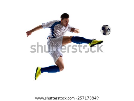 football soccer player in action  isolated white background