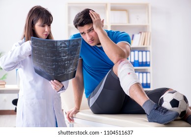 Football Soccer Player Visiting Doctor After Injury
