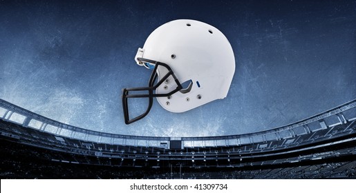 Football Stadium Background With Helmet