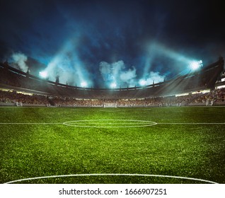 Football stadium with the stands full of fans waiting for the night game - Shutterstock ID 1666907251