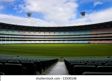 Football Stadium Totally Empty Blue Sky