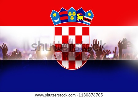 Football Supporters Raised Hands Against Croatia Stock Photo