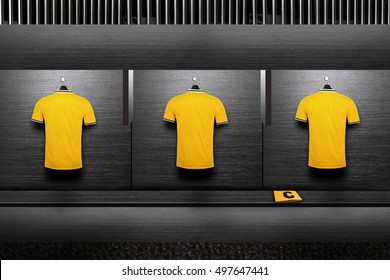 Football Team Shirt On Changing Room.