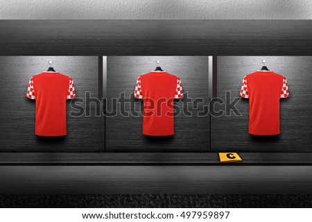 football team shirt on changing room