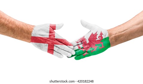 Football teams - Handshake between England and Wales