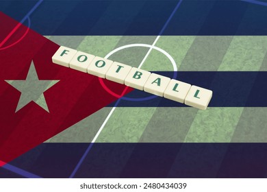 Football text on field with Cuba flag, Cuba football team, victory and win concept, soccer ball and national flag, tournament or competition, soccer cup idea - Powered by Shutterstock