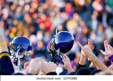 A Football Victory With Blue Helmet