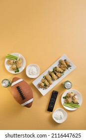 Football Watch Party Food Background With Chicken Wing Appetizer