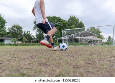 Footballers Rehearsing A Penalty Shootout.