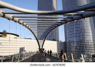 Footbridge Across The Street In Tel Aviv