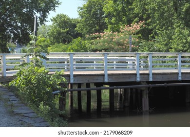 The Footbridge Crosses Over The Canal In Lambertville, NJ.