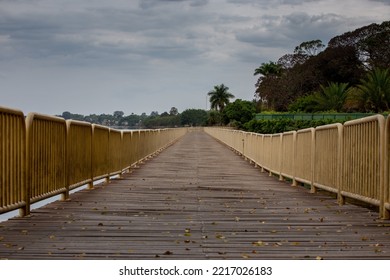 Footbridge On Lake Paranoá On The Ministers Peninsula In Brasilia DF. In Perspective