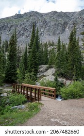 Footbridge On The McCullough Gulch Trail Near Breckenridge, Colorado, USA.