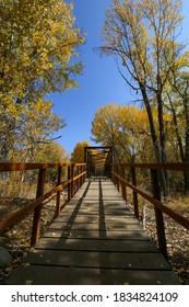 Footbridge Over The Big Wood River In Sun Valley, Idaho