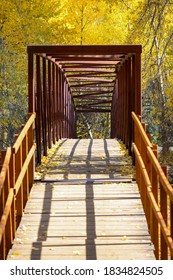 Footbridge Over The Big Wood River In Sun Valley, Idaho