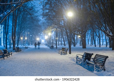 Footpath In A Fabulous Winter City Park