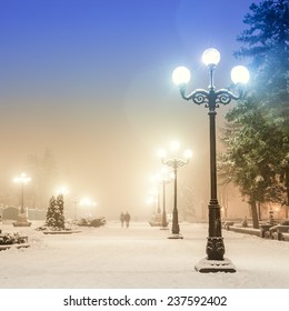 Footpath In A Fabulous Winter City Park