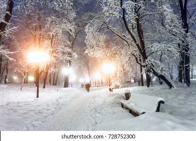 Footpath In A Fabulous Winter City Park