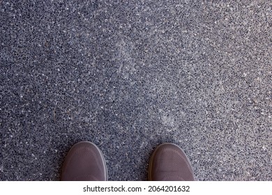 Footpath gravel pedestrian walking pathway Texture with a tip of gray color  casual walking shoe with empty copy space for text under concept of walking toward success of starting of a journey - Powered by Shutterstock