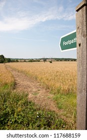 Footpath Sign Marking A Public Path In The UK Countryside