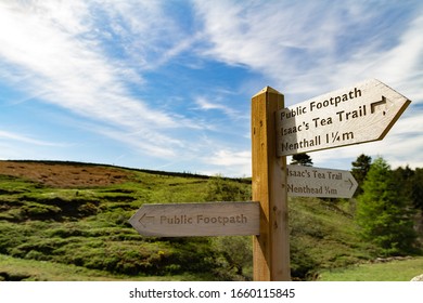 Footpath Signpost On Isaac's Tea Trail Near Nenthead, Cumbria, UK